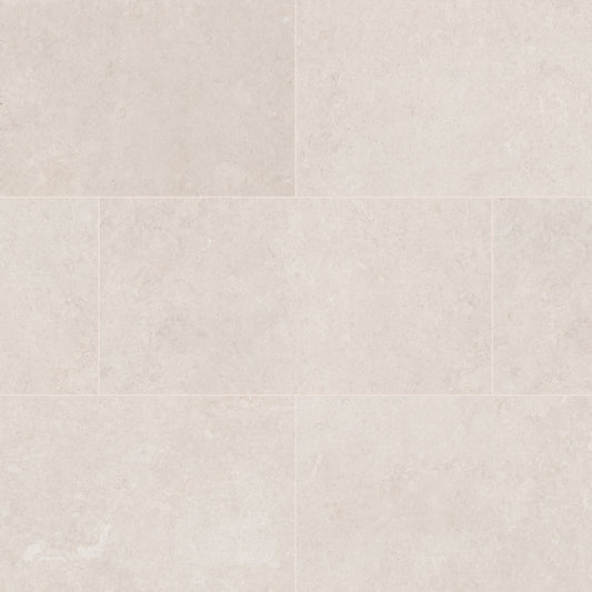 12x24 Girona Stone-Look Lapato Smooth Porcelain Tile White Warm