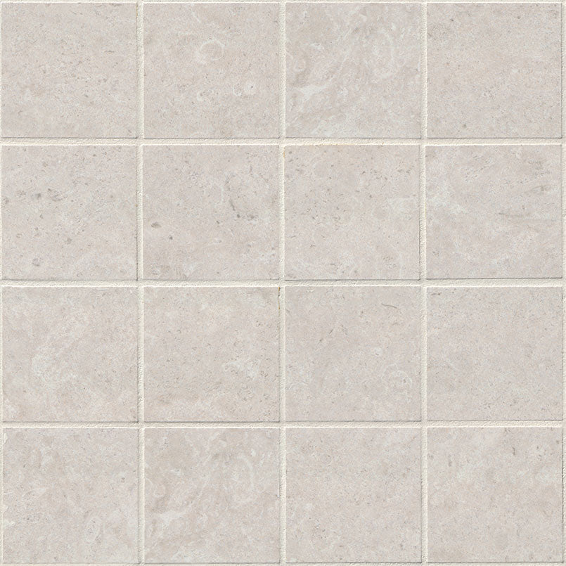 3x3 Girona Stone-Look Lapato Smooth Porcelain Tile White Warm