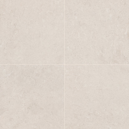 48x48 Girona Stone-Look Lapato Smooth Porcelain Tile White Warm