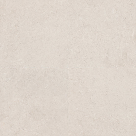 48x48 Girona Stone-Look Lapato Smooth Porcelain Tile White Warm