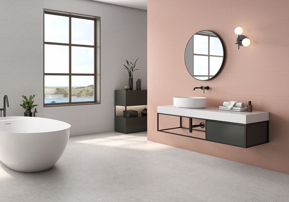 48x48 Girona Stone-Look Lapato Smooth Porcelain Tile White Warm