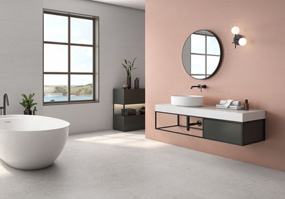 48x48 Girona Stone-Look Lapato Smooth Porcelain Tile White Warm