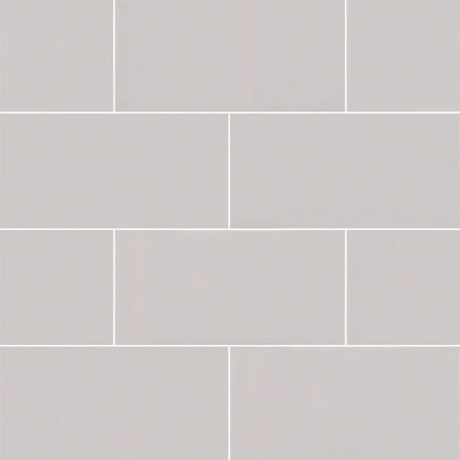 3x6 Glaze Solid-Color Glossy Beveled Ceramic Tile Light Gray