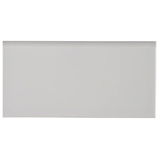 3x6 Glaze Bullnose Solid-Color Glossy Smooth Ceramic Tile Light Gray