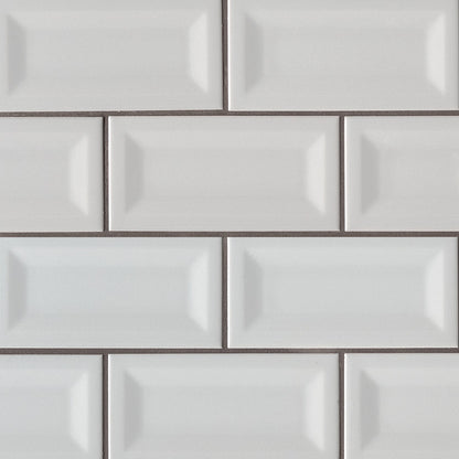 3x6 Glaze Solid-Color Glossy Inverted Beveled Ceramic Tile Light Gray