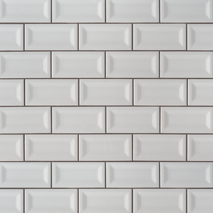 3x6 Glaze Solid-Color Glossy Inverted Beveled Ceramic Tile Light Gray