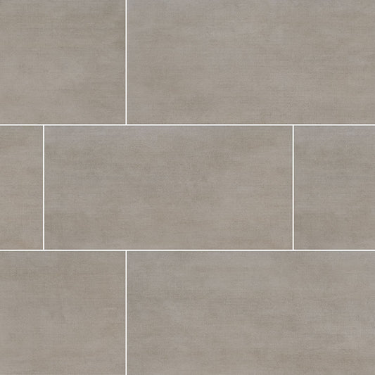 12x24 Gridscale Concrete-Look Matte Smooth Ceramic Tile Gray