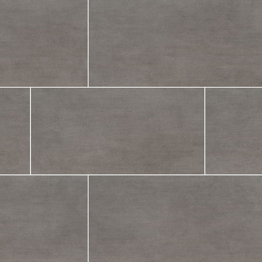 12x24 Gridscale Concrete-Look Matte Smooth Ceramic Tile Dark Gray