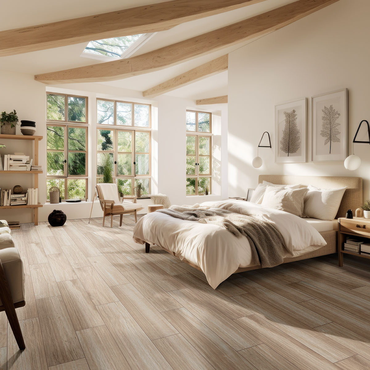 8x36 Havenwood Wood-Look Matte Smooth Ceramic Tile Brown Beige
