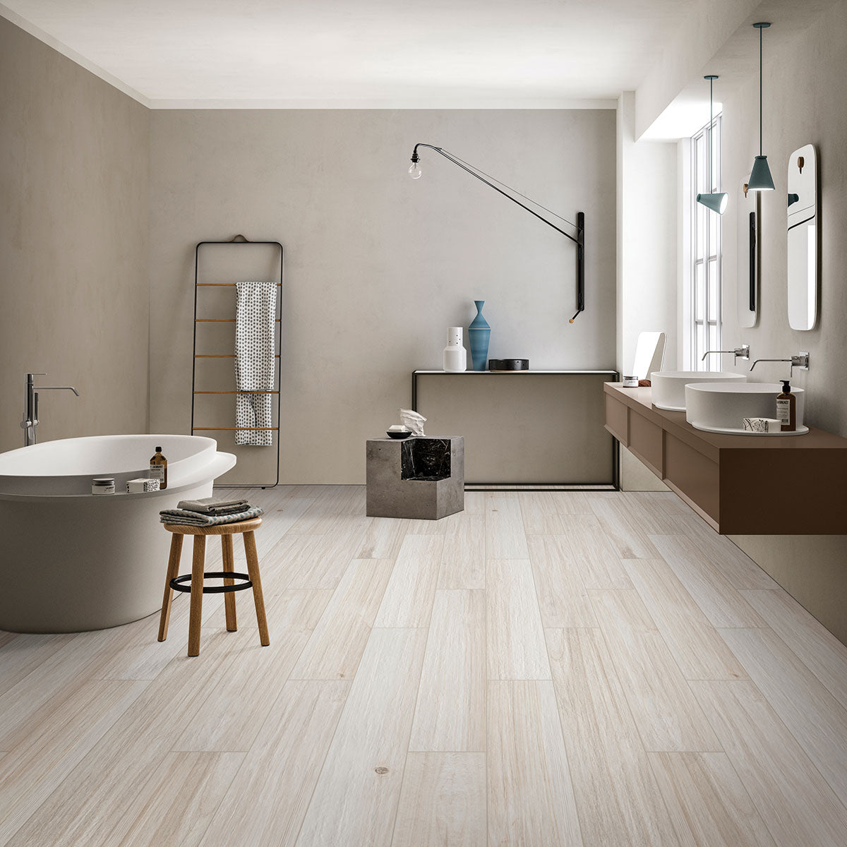 8x36 Havenwood Wood-Look Matte Smooth Ceramic Tile White Beige