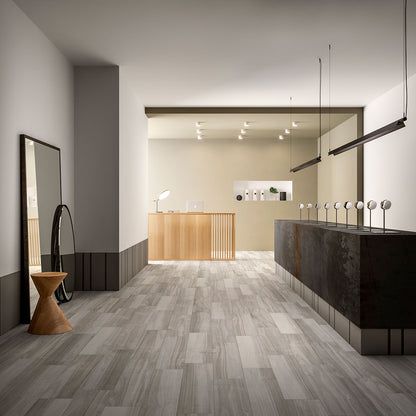 8x36 Havenwood Wood-Look Matte Smooth Ceramic Tile Gray Beige