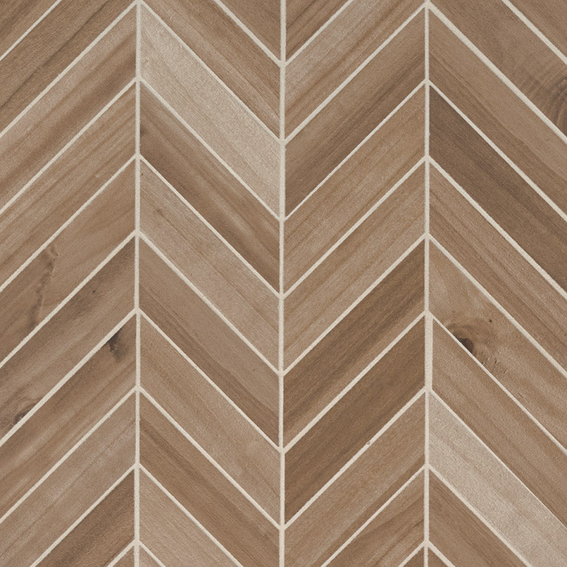 12x15 Havenwood Chevron Mosaic Wood-Look Matte Smooth Ceramic Tile Golden Brown