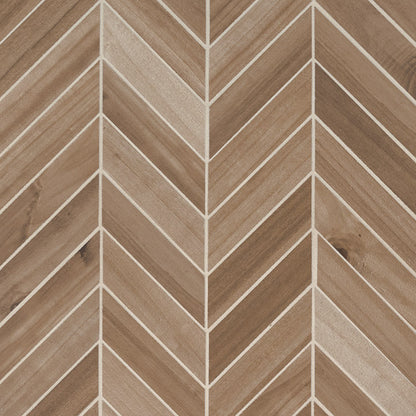12x15 Havenwood Chevron Mosaic Wood-Look Matte Smooth Ceramic Tile Golden Brown