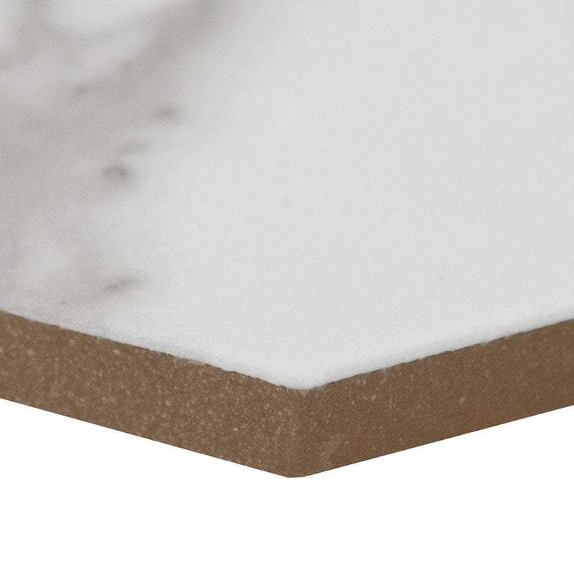 9x10 Hexley Hexagon Marble-Look Matte Smooth Ceramic Tile White Marble