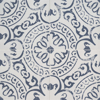 8x8 Kenzzi Indego Moroccan Encaustic-Look Matte Smooth Porcelain Tile