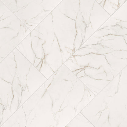 3x24 Kaya Intense Veining Bullnose Marble-Look Polished Smooth Porcelain Tile Soft White