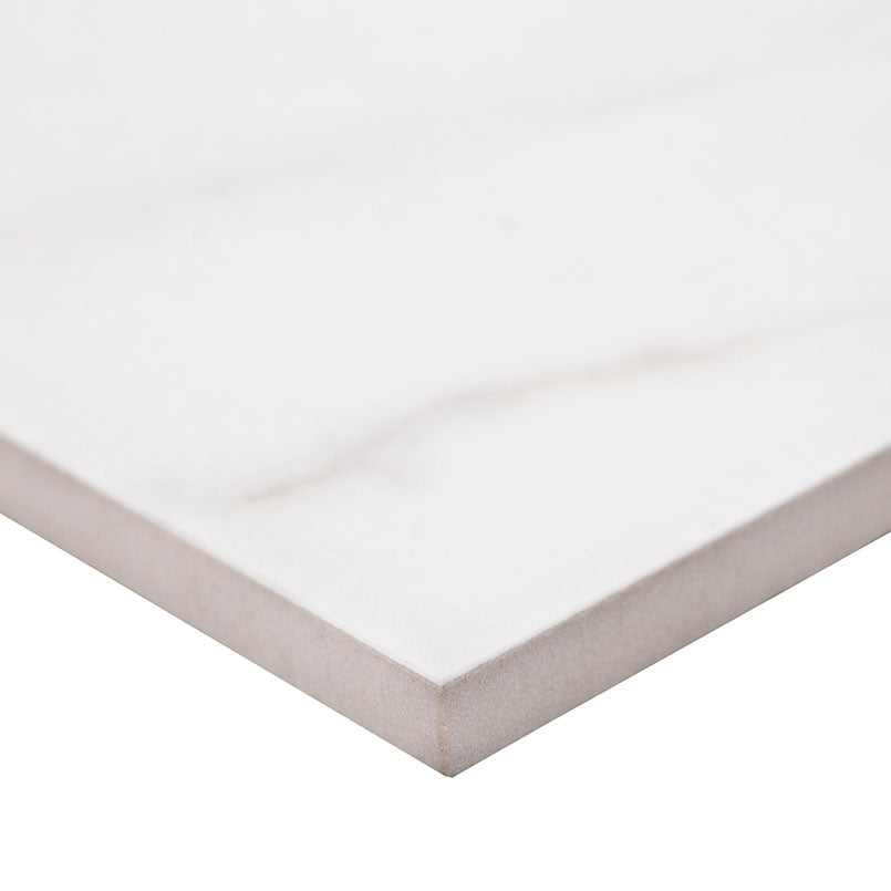 3x24 Kaya Intense Veining Bullnose Marble-Look Polished Smooth Porcelain Tile Soft White