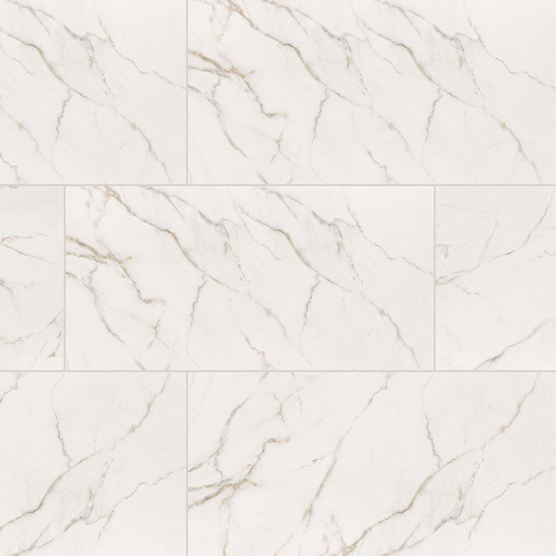 12x24 Kaya Marble-Look Matte Smooth Porcelain Tile Soft White
