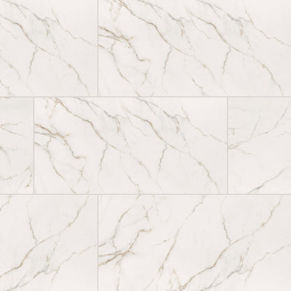 12x24 Kaya Marble-Look Matte Smooth Porcelain Tile Soft White