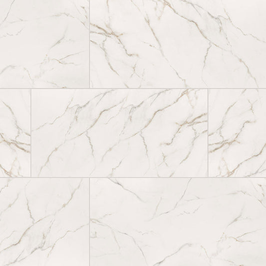 24x48 Kaya Marble-Look Polished Smooth Porcelain Tile Soft White