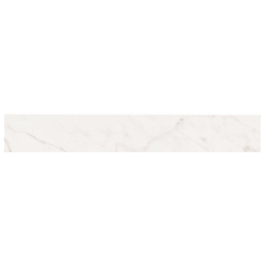3x24 Kaya Bullnose Marble-Look Polished Smooth Porcelain Tile White