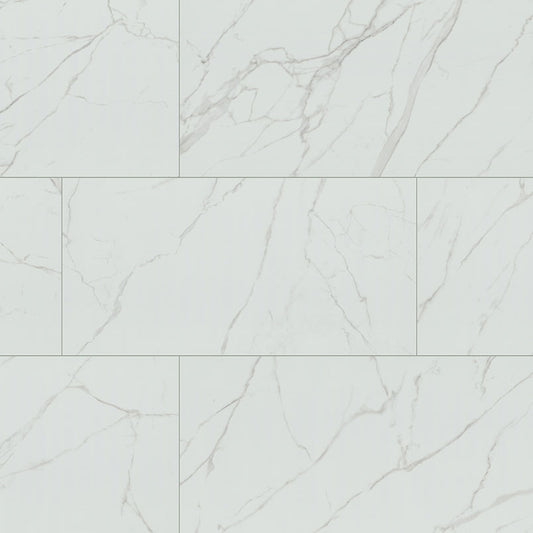 3x24 Kaya Intense Veining Bullnose Marble-Look Polished Smooth Porcelain Tile White Taupe