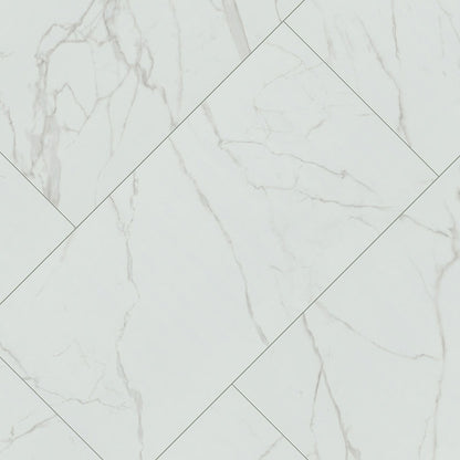 3x24 Kaya Intense Veining Bullnose Marble-Look Polished Smooth Porcelain Tile White Taupe