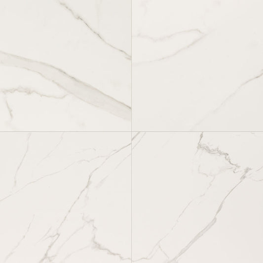24x24 Kaya Marble-Look Polished Smooth Porcelain Tile White Taupe