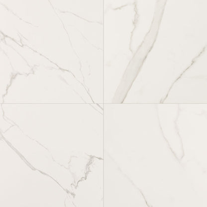 24x24 Kaya Marble-Look Matte Smooth Porcelain Tile White Taupe