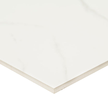 24x24 Kaya Marble-Look Matte Smooth Porcelain Tile White Taupe