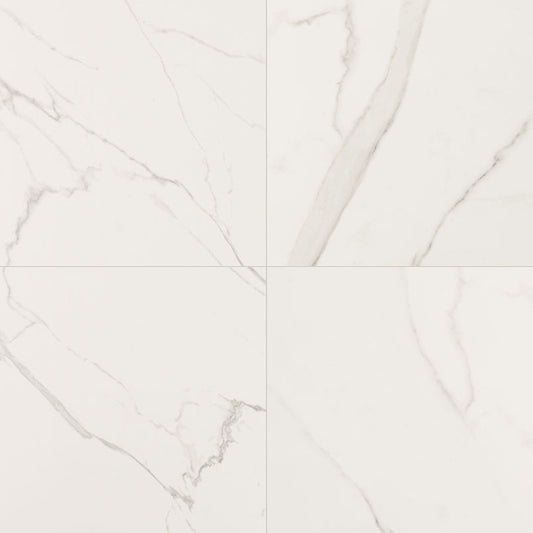 24x48 Kaya Marble-Look Polished Smooth Porcelain Tile White Taupe