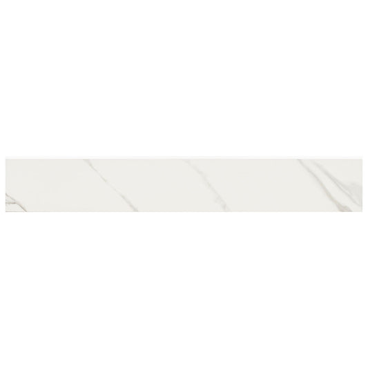 3x24 Kaya Bullnose Marble-Look Polished Smooth Porcelain Tile White Taupe