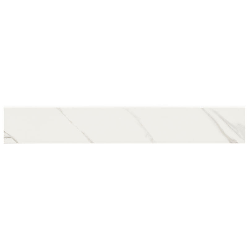 3x24 Kaya Bullnose Marble-Look Matte Smooth Porcelain Tile White Taupe