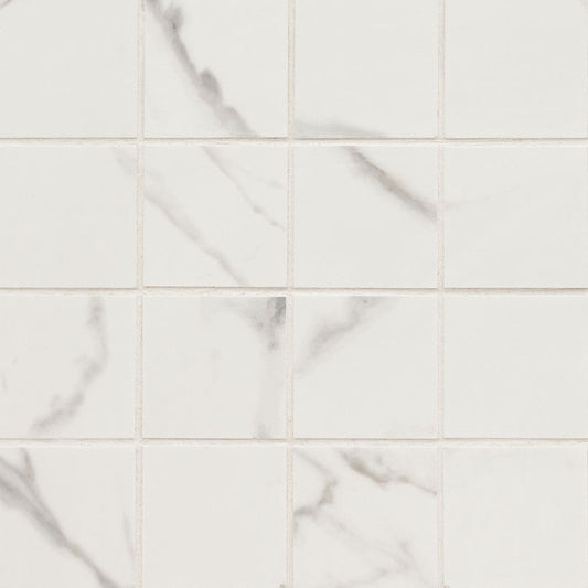 3x3 Kaya Mosaic Marble-Look Matte Smooth Porcelain Tile White Taupe