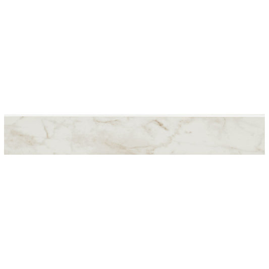 3x24 Kaya Bullnose Marble-Look Polished Smooth Porcelain Tile White Beige