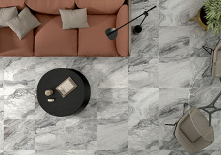 Gray - 24x24 Kaya Intense Veining Marble-Look Polished Smooth Porcelain Tile