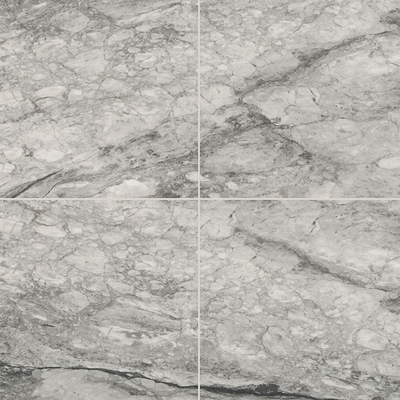 24x24 Kaya Intense Veining Marble-Look Matte Smooth Porcelain Tile Gray