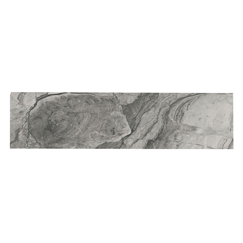 3x24 Kaya Intense Veining Bullnose Marble-Look Matte Smooth Porcelain Tile Gray