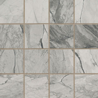 Gray - 3x3 Kaya Intense Veining Mosaic Marble-Look Matte Smooth Porcelain Tile