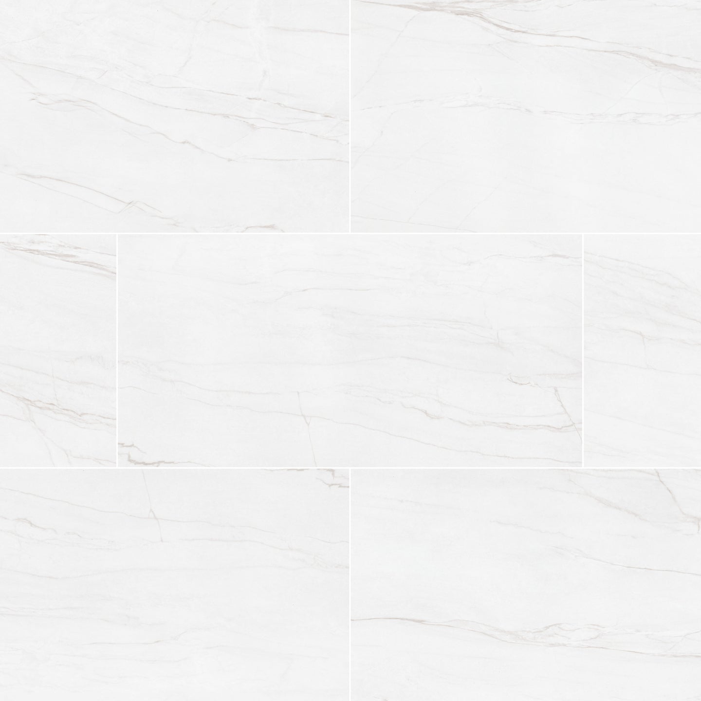 12x24 Kaya Quartzite-Look Polished Smooth Porcelain Tile Soft White