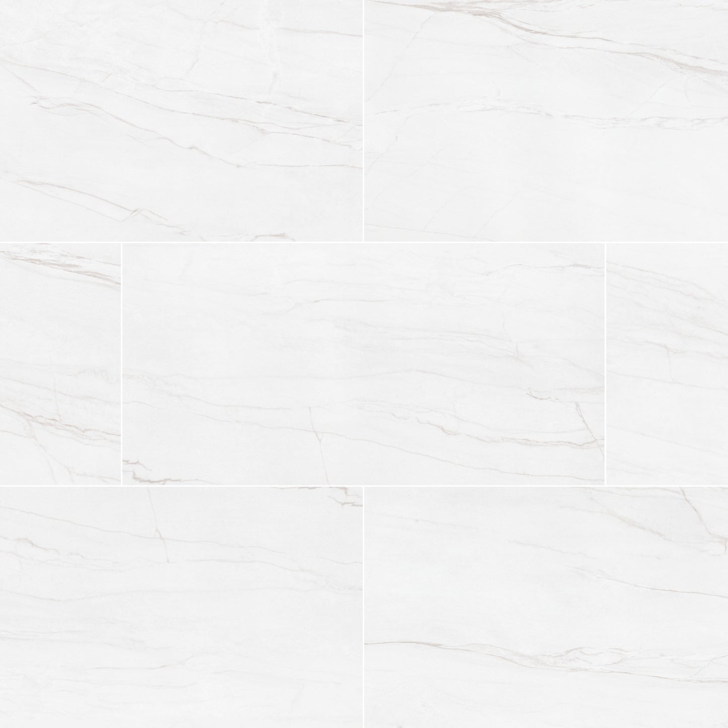 12x24 Kaya Quartzite-Look Polished Smooth Porcelain Tile Soft White