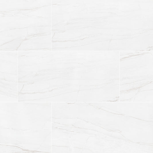 24x48 Kaya Quartzite-Look Matte Smooth Porcelain Tile Soft White