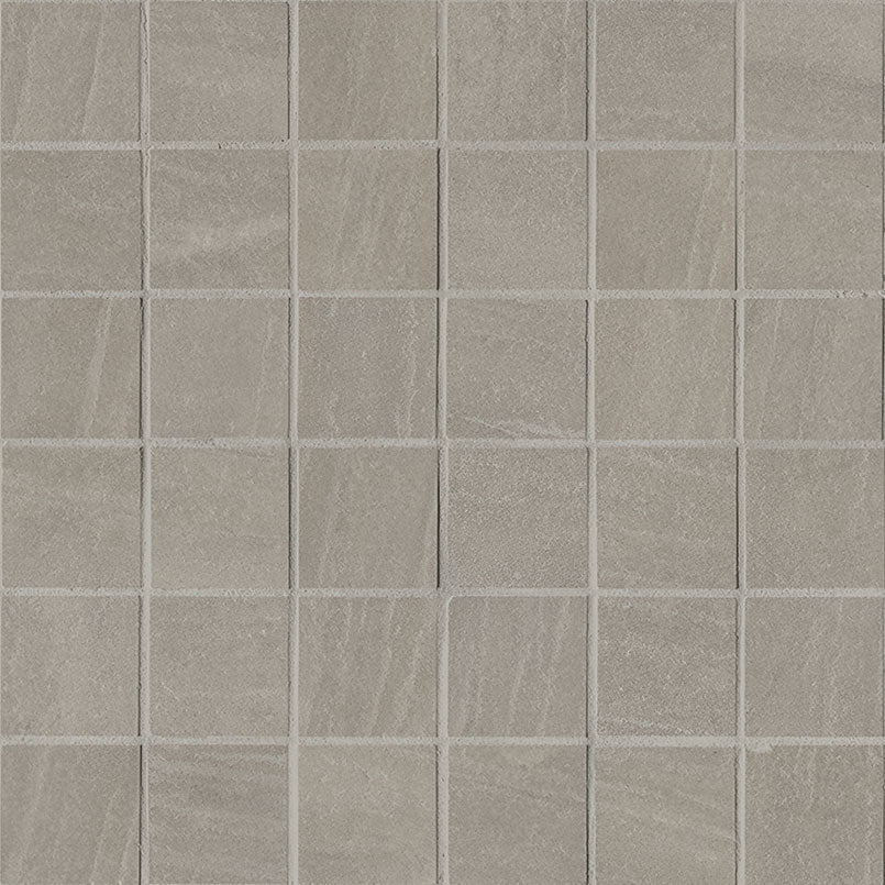 2x2 Malahari Mosaic Quartzite-Look Lapato Textured Porcelain Tile Warm Grey