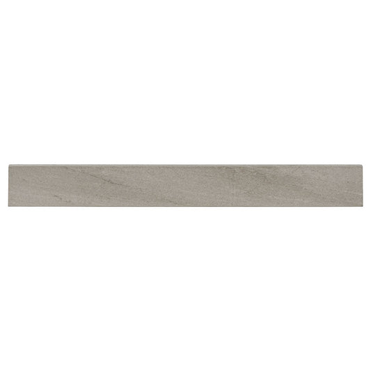 Warm Grey - 3x24 Malahari Bullnose Stone-Look Lapato Textured Porcelain Tile