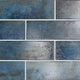 4x12 Marza Rustic Mixed-Color Glossy Textured Ceramic Tile Blue Gray