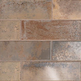 4x12 Marza Rustic Mixed-Color Glossy Textured Ceramic Tile