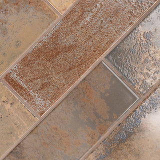 Brown Bronze - 4x12 Marza Rustic Mixed-Color Glossy Textured Ceramic Tile