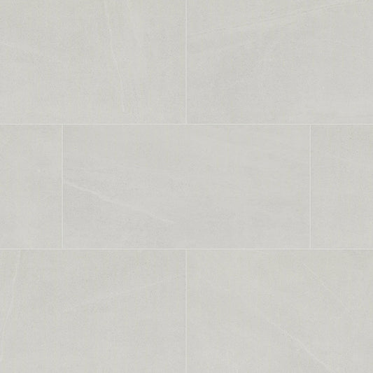 12x24 Maven Stone-Look Matte Smooth Porcelain Tile Pale Grey