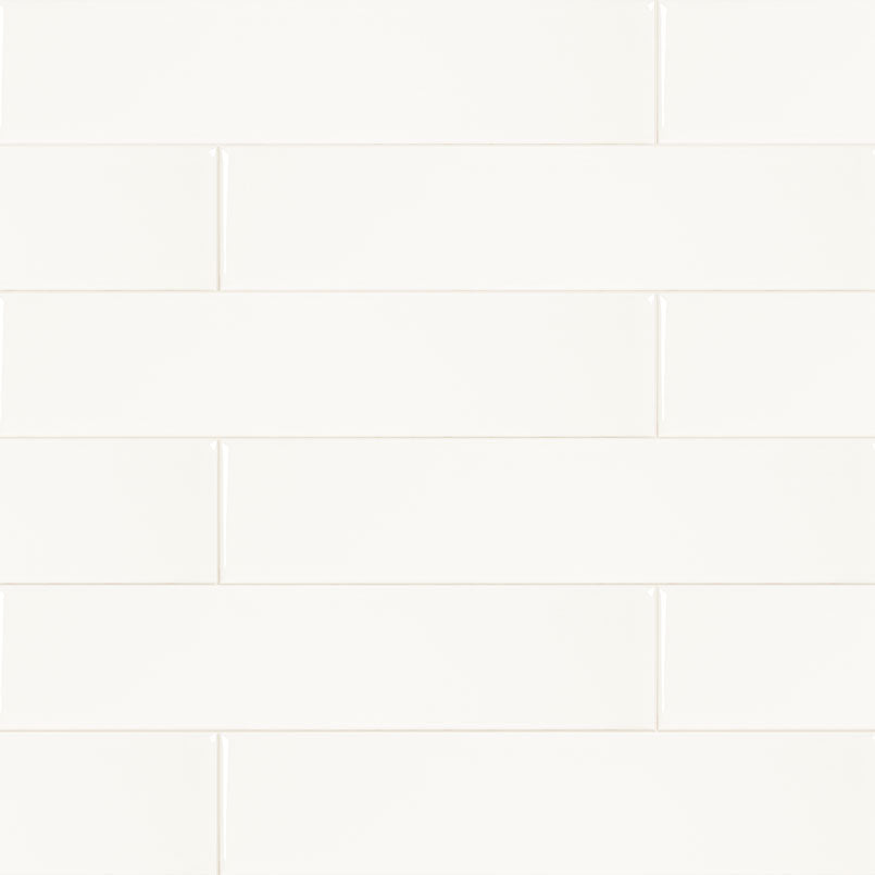 2x8 Metro Solid-Color Glossy Smooth Ceramic Tile Soft White