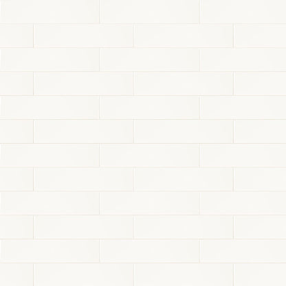 2x8 Metro Solid-Color Glossy Smooth Ceramic Tile Soft White